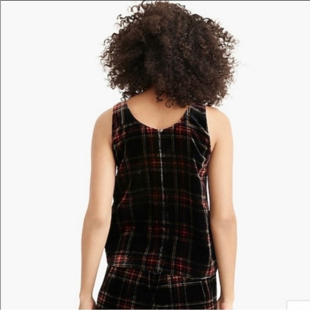 NWT J. Crew Velvet Tank Top Stewart Tartan plaid women’s holidays party lined - Picture 3 of 12